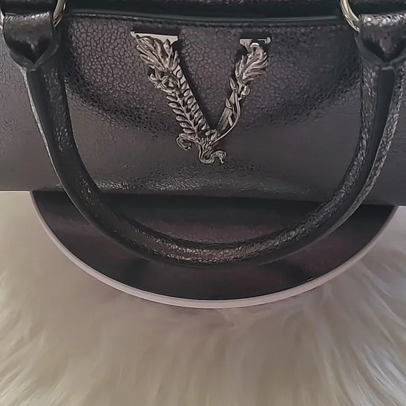 BNWT Versace Metallic Calfskin Virtus Bowling Bag! - Picture 7 of 7